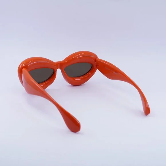 Loewe LW40097I 42E Sunglasses Orange Cat Eye Frame, Brown Lenses display picture 3